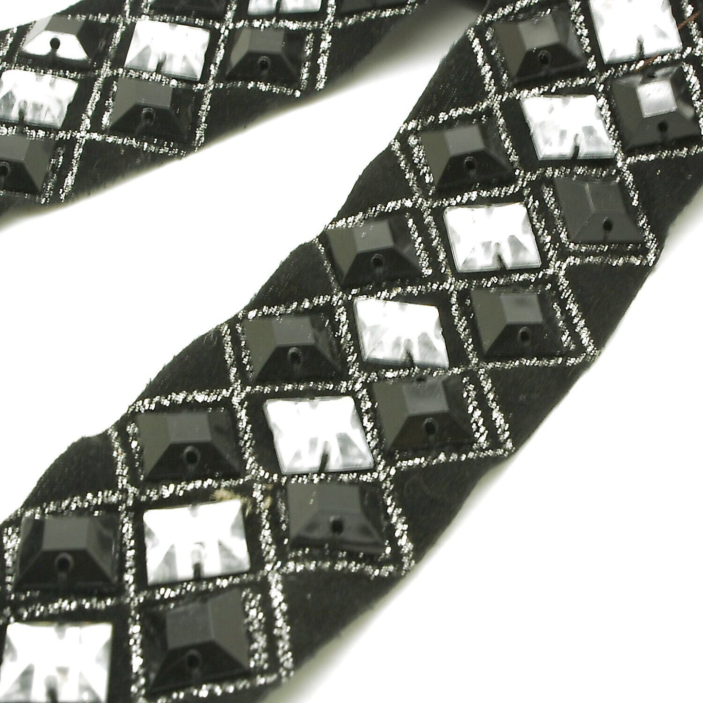 BLACK SILVER rhinestone trim