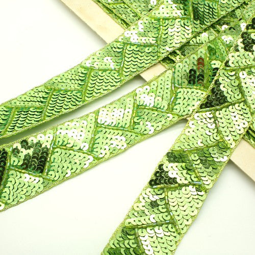 LIME GREEN  SEQUIN TRIM - sarahi.NYC - Sarahi.NYC