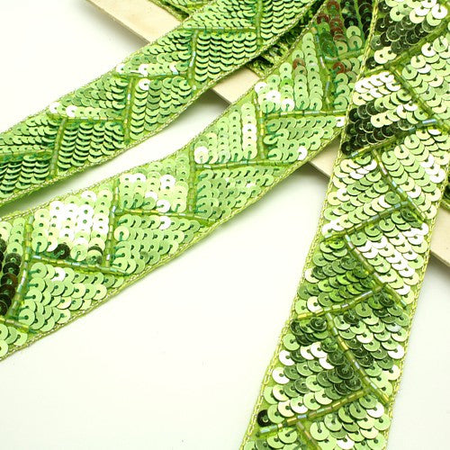 LIME GREEN  SEQUIN TRIM - sarahi.NYC - Sarahi.NYC