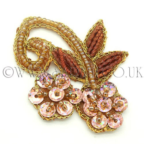 PEACH BRONZE SEQUIN FLORAL MOTIF - sarahi.NYC - Sarahi.NYC