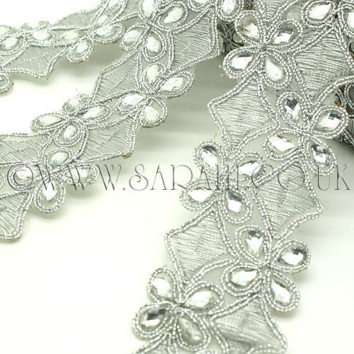 SILVER RHINESTONE FABRIC TRIM - sarahi.NYC - Sarahi.NYC