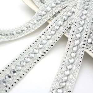 WHITE SILVER RHINESTONE TRIM - sarahi.NYC - Sarahi.NYC