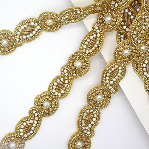 GOLD CRYSTAL PEARL TRIM - sarahi.NYC - Sarahi.NYC