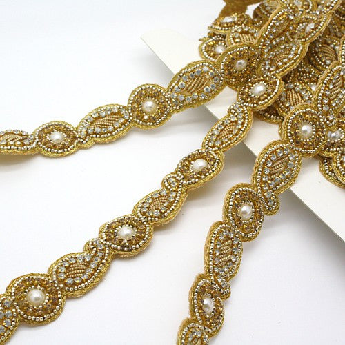 GOLD CRYSTAL PEARL TRIM - sarahi.NYC - Sarahi.NYC