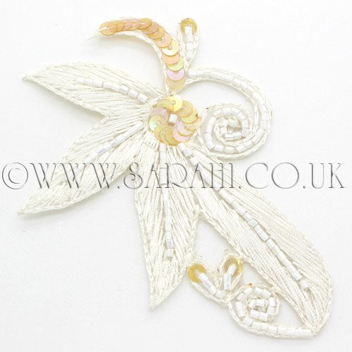WHITE BEADED FLORAL MOTIF - sarahi.NYC - Sarahi.NYC