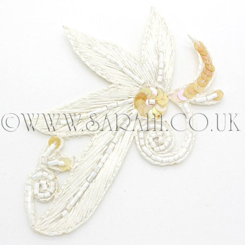 WHITE BEADED FLORAL MOTIF - sarahi.NYC - Sarahi.NYC