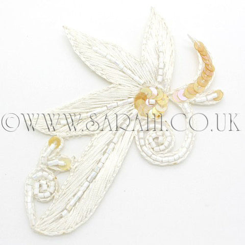 WHITE BEADED FLORAL MOTIF - sarahi.NYC - Sarahi.NYC