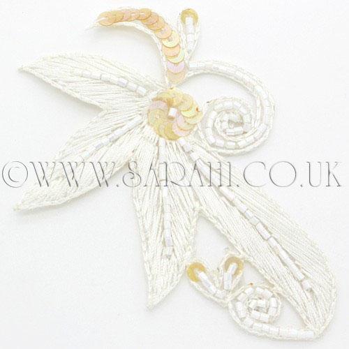 WHITE BEADED FLORAL MOTIF - sarahi.NYC - Sarahi.NYC