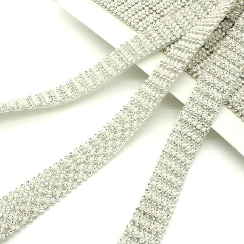 SILVER PEARL HOTFIX RHINESTONE TRIM - sarahi.NYC - Sarahi.NYC