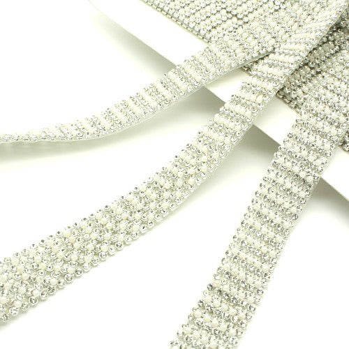 SILVER PEARL HOTFIX RHINESTONE TRIM - sarahi.NYC - Sarahi.NYC