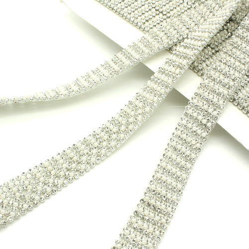 SILVER PEARL HOTFIX RHINESTONE TRIM - sarahi.NYC - Sarahi.NYC